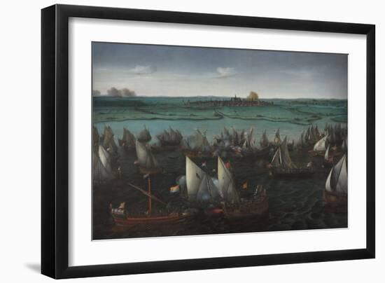 Battle Between Dutch and Spanish Ships on the Haarlemmermeer, C.1629-Hendrick Cornelisz. Vroom-Framed Giclee Print