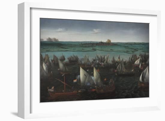 Battle Between Dutch and Spanish Ships on the Haarlemmermeer, C.1629-Hendrick Cornelisz. Vroom-Framed Giclee Print