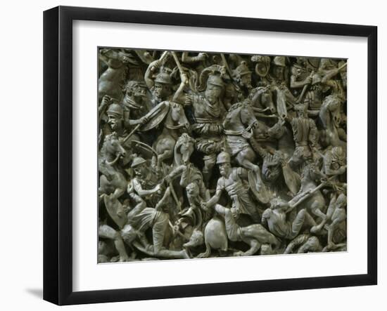 Battle between Roman and Germanic Armies, Relief on Marble Sarcophagus, 180-190 AD Roman-null-Framed Photographic Print