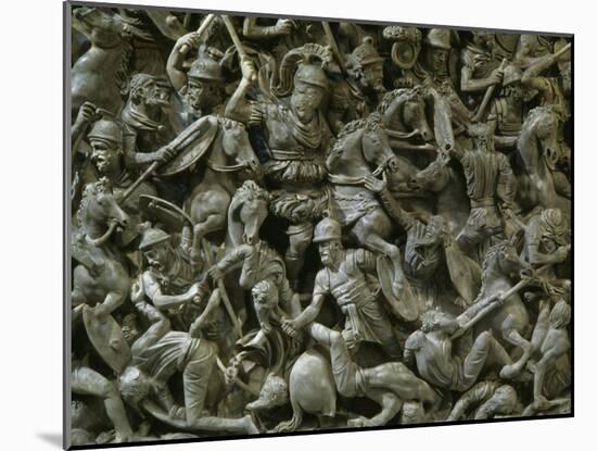 Battle between Roman and Germanic Armies, Relief on Marble Sarcophagus, 180-190 AD Roman-null-Mounted Photographic Print