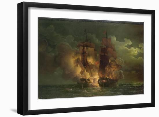 Battle Between the French Frigate Arethuse and the English Frigate Amelia Islands of Loz, 1813-Louis Philippe Crepin-Framed Giclee Print