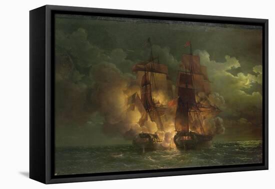 Battle Between the French Frigate Arethuse and the English Frigate Amelia Islands of Loz, 1813-Louis Philippe Crepin-Framed Premier Image Canvas