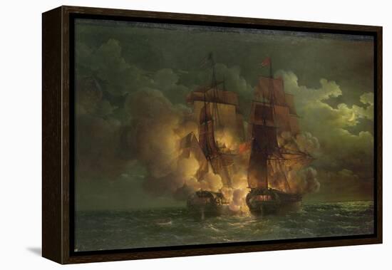 Battle Between the French Frigate Arethuse and the English Frigate Amelia Islands of Loz, 1813-Louis Philippe Crepin-Framed Premier Image Canvas