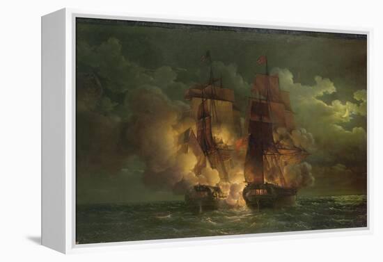 Battle Between the French Frigate Arethuse and the English Frigate Amelia Islands of Loz, 1813-Louis Philippe Crepin-Framed Premier Image Canvas