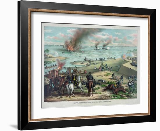 Battle Between the Monitor and Merrimac-null-Framed Giclee Print