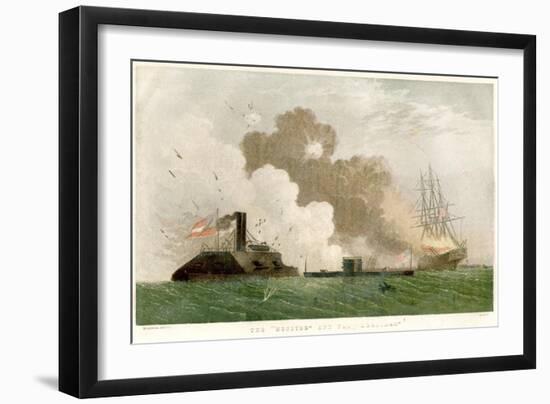 Battle Between the Monitor and the Merrimac, American Civil War, 1862-null-Framed Giclee Print