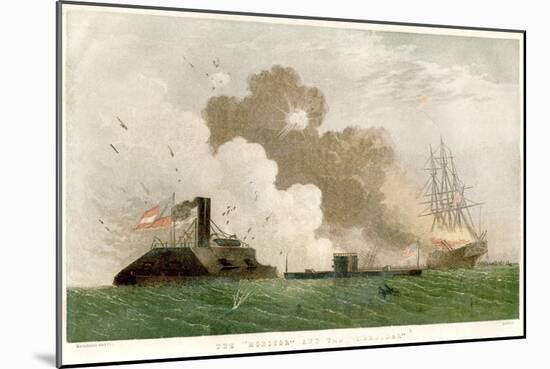Battle Between the Monitor and the Merrimac, American Civil War, 1862-null-Mounted Giclee Print