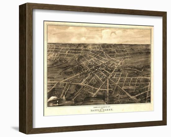 Battle Creek, Michigan - Panoramic Map-Lantern Press-Framed Art Print