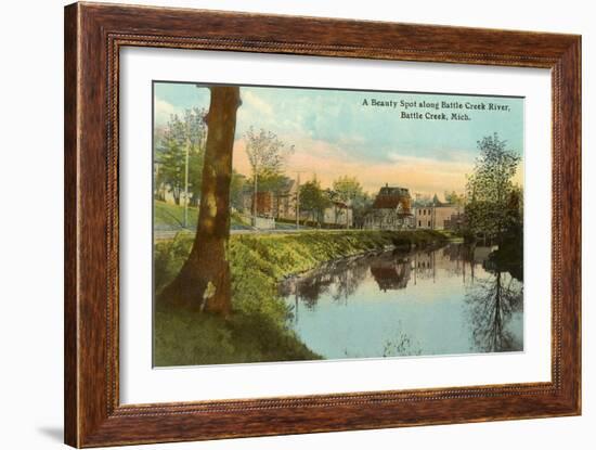 Battle Creek River, Battle Creek, Michigan-null-Framed Art Print