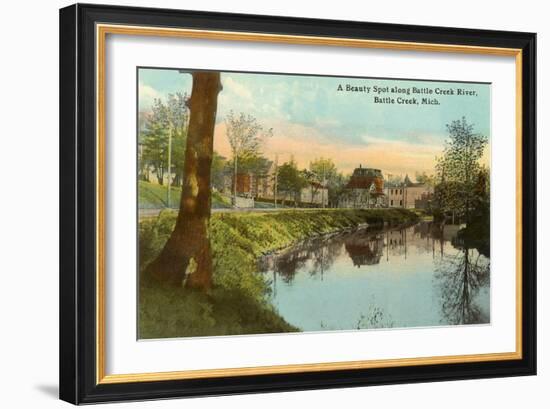 Battle Creek River, Battle Creek, Michigan-null-Framed Art Print