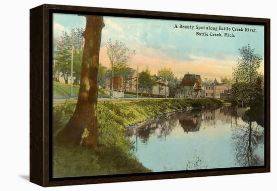 Battle Creek River, Battle Creek, Michigan-null-Framed Stretched Canvas