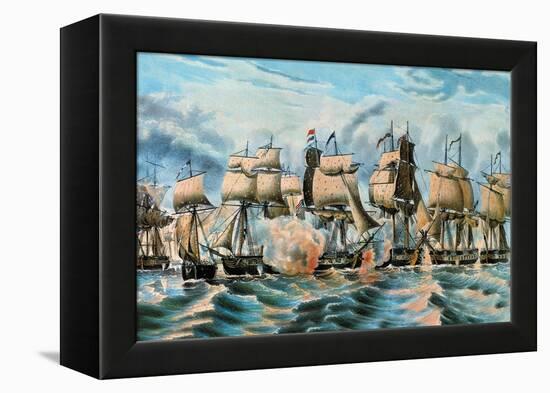 Battle Fleet-Currier & Ives-Framed Stretched Canvas