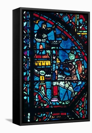 Battle for a City, Stained Glass, Chartres Cathedral, France, C1225-null-Framed Premier Image Canvas