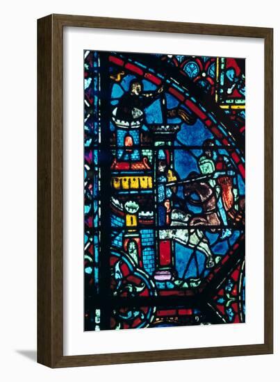 Battle for a City, Stained Glass, Chartres Cathedral, France, C1225-null-Framed Premium Photographic Print