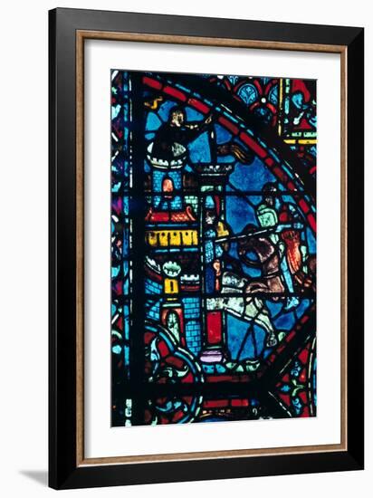 Battle for a City, Stained Glass, Chartres Cathedral, France, C1225-null-Framed Premium Photographic Print