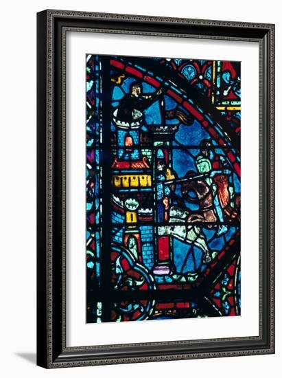 Battle for a City, Stained Glass, Chartres Cathedral, France, C1225-null-Framed Premium Photographic Print