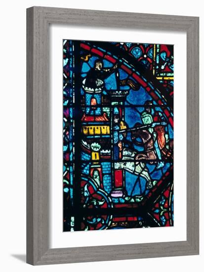 Battle for a City, Stained Glass, Chartres Cathedral, France, C1225-null-Framed Photographic Print