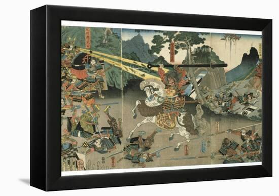 Battle, from the Series '47 Faithful Samurai, 1850-1880-Utagawa Yoshitora-Framed Premier Image Canvas