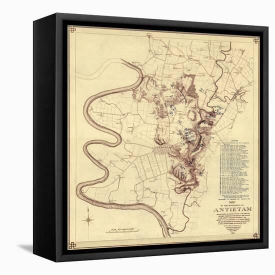 Battle of Antietam - Civil War Panoramic Map - Antietam, MD-Lantern Press-Framed Stretched Canvas