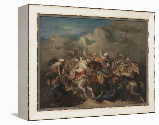 Battle of Arab Horsemen around a Standard (Bataille De Cavaliers Arabes Autour D'un Étendard), 1854-Theodore Chasseriau-Framed Premier Image Canvas