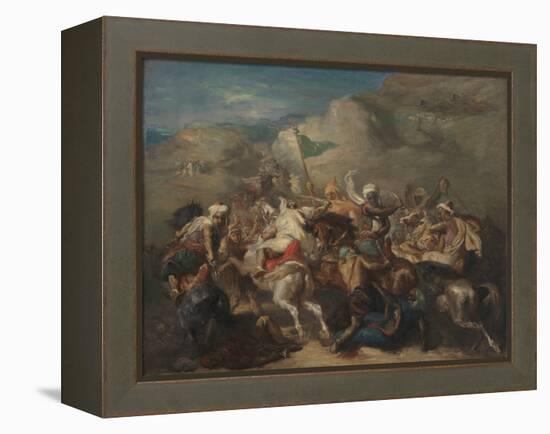 Battle of Arab Horsemen around a Standard (Bataille De Cavaliers Arabes Autour D'un Étendard), 1854-Theodore Chasseriau-Framed Premier Image Canvas