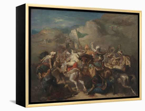 Battle of Arab Horsemen around a Standard (Bataille De Cavaliers Arabes Autour D'un Étendard), 1854-Theodore Chasseriau-Framed Premier Image Canvas