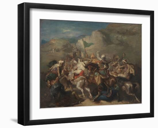 Battle of Arab Horsemen around a Standard (Bataille De Cavaliers Arabes Autour D'un Étendard), 1854-Theodore Chasseriau-Framed Giclee Print