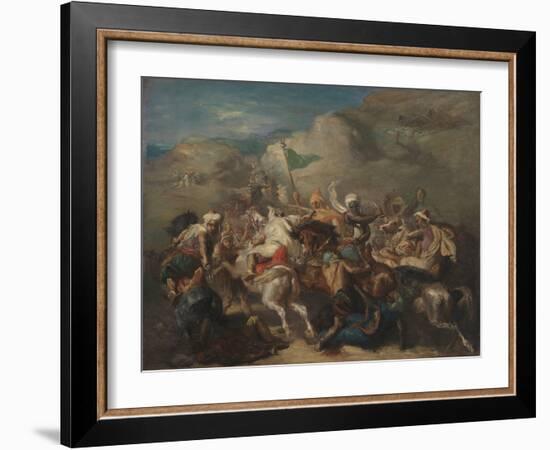Battle of Arab Horsemen around a Standard (Bataille De Cavaliers Arabes Autour D'un Étendard), 1854-Theodore Chasseriau-Framed Giclee Print