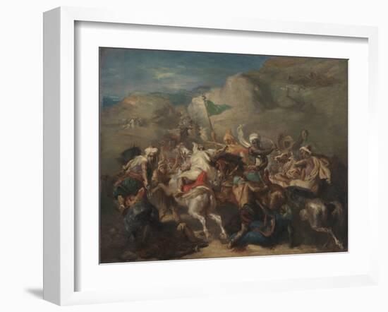 Battle of Arab Horsemen around a Standard (Bataille De Cavaliers Arabes Autour D'un Étendard), 1854-Theodore Chasseriau-Framed Giclee Print