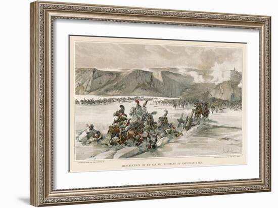 Battle of Austerlitz Russians Retreat Across the Frozen Lake Satschan-F. De Myrbach-Framed Art Print