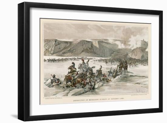 Battle of Austerlitz Russians Retreat Across the Frozen Lake Satschan-F. De Myrbach-Framed Art Print