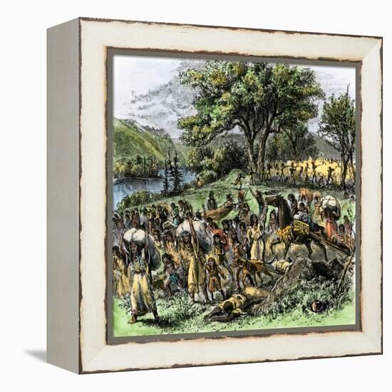 Battle of Bad Axe in Wisconsin, Ending the Black Hawk War, c.1832-null-Framed Premier Image Canvas