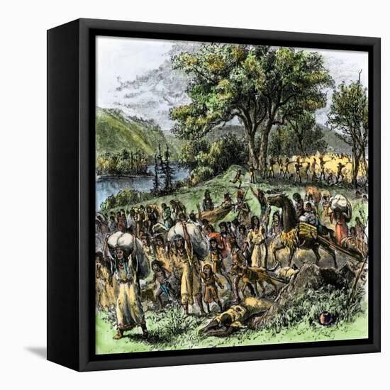 Battle of Bad Axe in Wisconsin, Ending the Black Hawk War, c.1832-null-Framed Premier Image Canvas