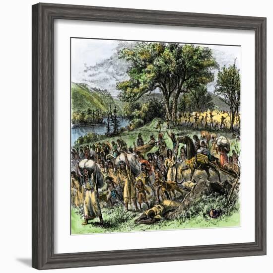 Battle of Bad Axe in Wisconsin, Ending the Black Hawk War, c.1832-null-Framed Giclee Print