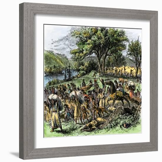 Battle of Bad Axe in Wisconsin, Ending the Black Hawk War, c.1832-null-Framed Giclee Print