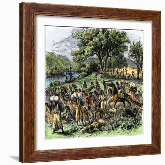 Battle of Bad Axe in Wisconsin, Ending the Black Hawk War, c.1832-null-Framed Giclee Print