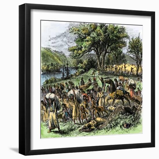 Battle of Bad Axe in Wisconsin, Ending the Black Hawk War, c.1832-null-Framed Giclee Print