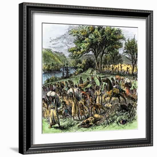 Battle of Bad Axe in Wisconsin, Ending the Black Hawk War, c.1832-null-Framed Giclee Print