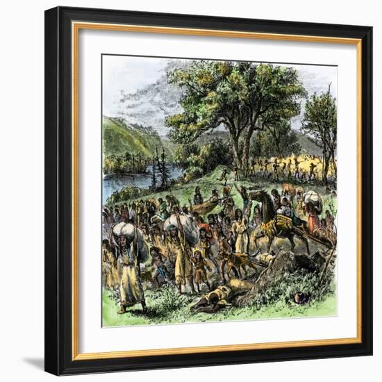 Battle of Bad Axe in Wisconsin, Ending the Black Hawk War, c.1832-null-Framed Giclee Print