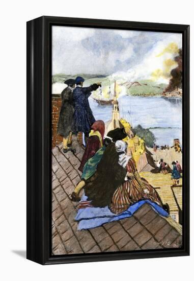 Battle of Bunker Hill Viewed by Boston Citizens on Rooftops-null-Framed Premier Image Canvas