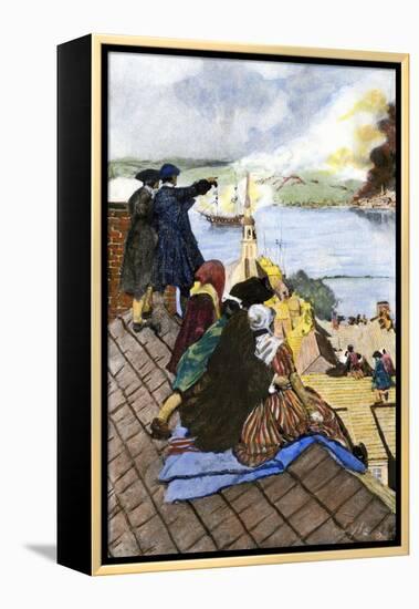 Battle of Bunker Hill Viewed by Boston Citizens on Rooftops-null-Framed Premier Image Canvas