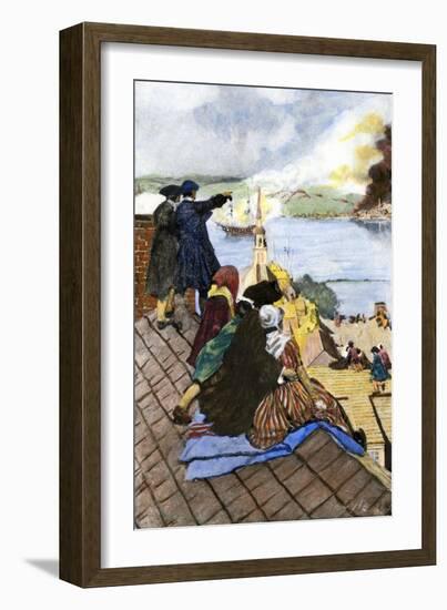 Battle of Bunker Hill Viewed by Boston Citizens on Rooftops-null-Framed Giclee Print