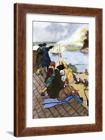 Battle of Bunker Hill Viewed by Boston Citizens on Rooftops-null-Framed Giclee Print