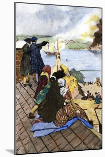 Battle of Bunker Hill Viewed by Boston Citizens on Rooftops-null-Mounted Giclee Print