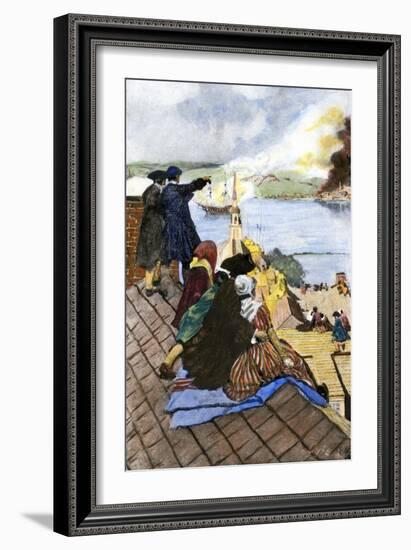 Battle of Bunker Hill Viewed by Boston Citizens on Rooftops-null-Framed Giclee Print