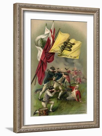 Battle of Bunker Hill with Gadsden Flag, 1899-null-Framed Giclee Print