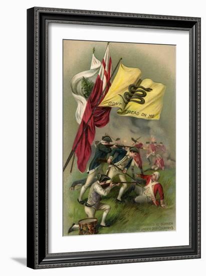 Battle of Bunker Hill with Gadsden Flag, 1899-null-Framed Giclee Print