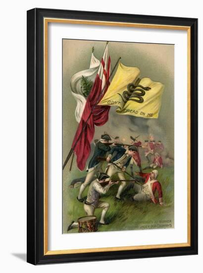 Battle of Bunker Hill with Gadsden Flag, 1899-null-Framed Giclee Print