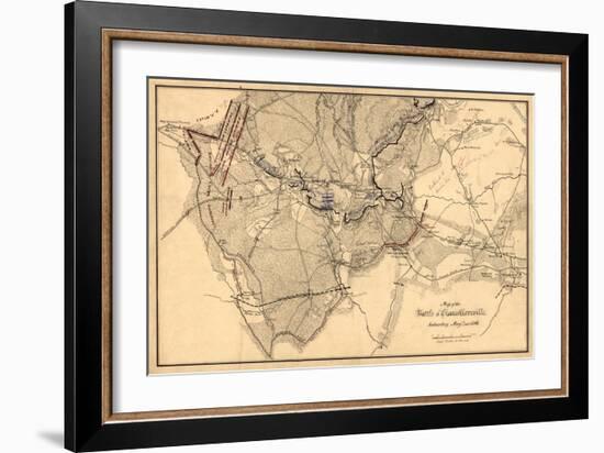 Battle of Chancellorsville - Civil War Panoramic Map-Lantern Press-Framed Art Print