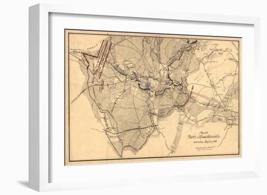 Battle of Chancellorsville - Civil War Panoramic Map-Lantern Press-Framed Art Print